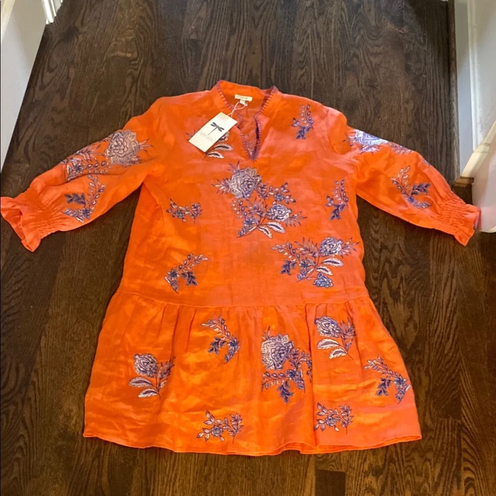 Tyler Boe Tiger Lily Dress with Blue Embroidery - Picture 3 of 10